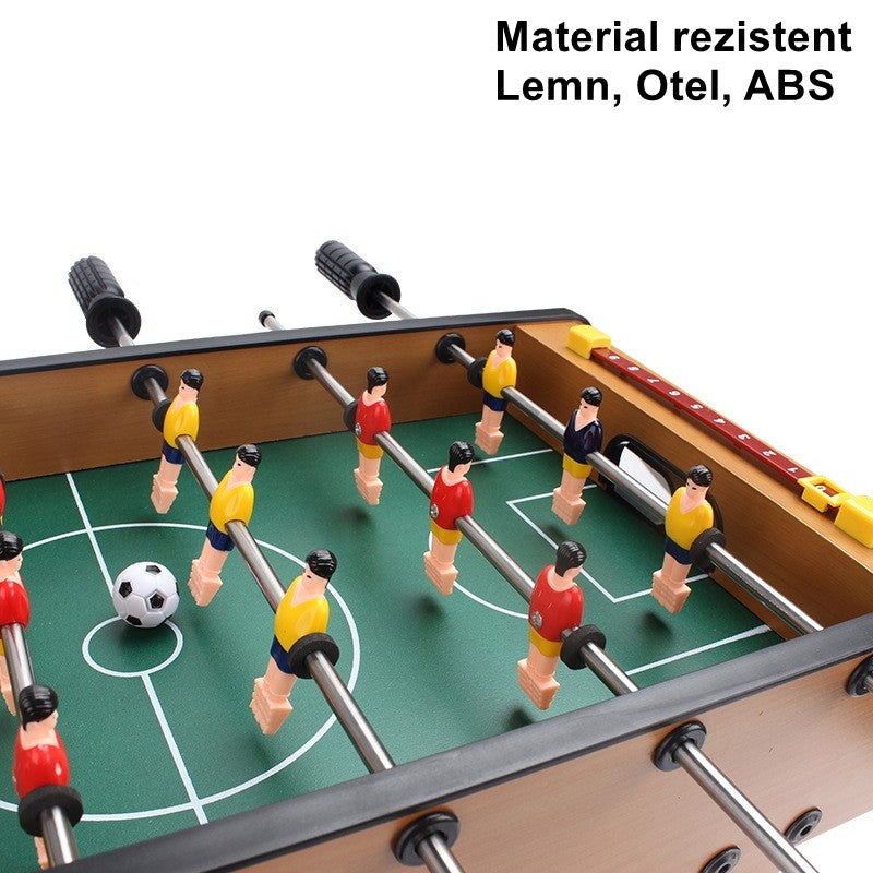 Masa de fotbal cu teren si 18 jucatori Flippy, 6 manere, cu tablou pentru scor, din metal, lemn si ABS, 50 x 25 x 18 cm, cu picioare, pentru copii/adulti - vivimall.ro