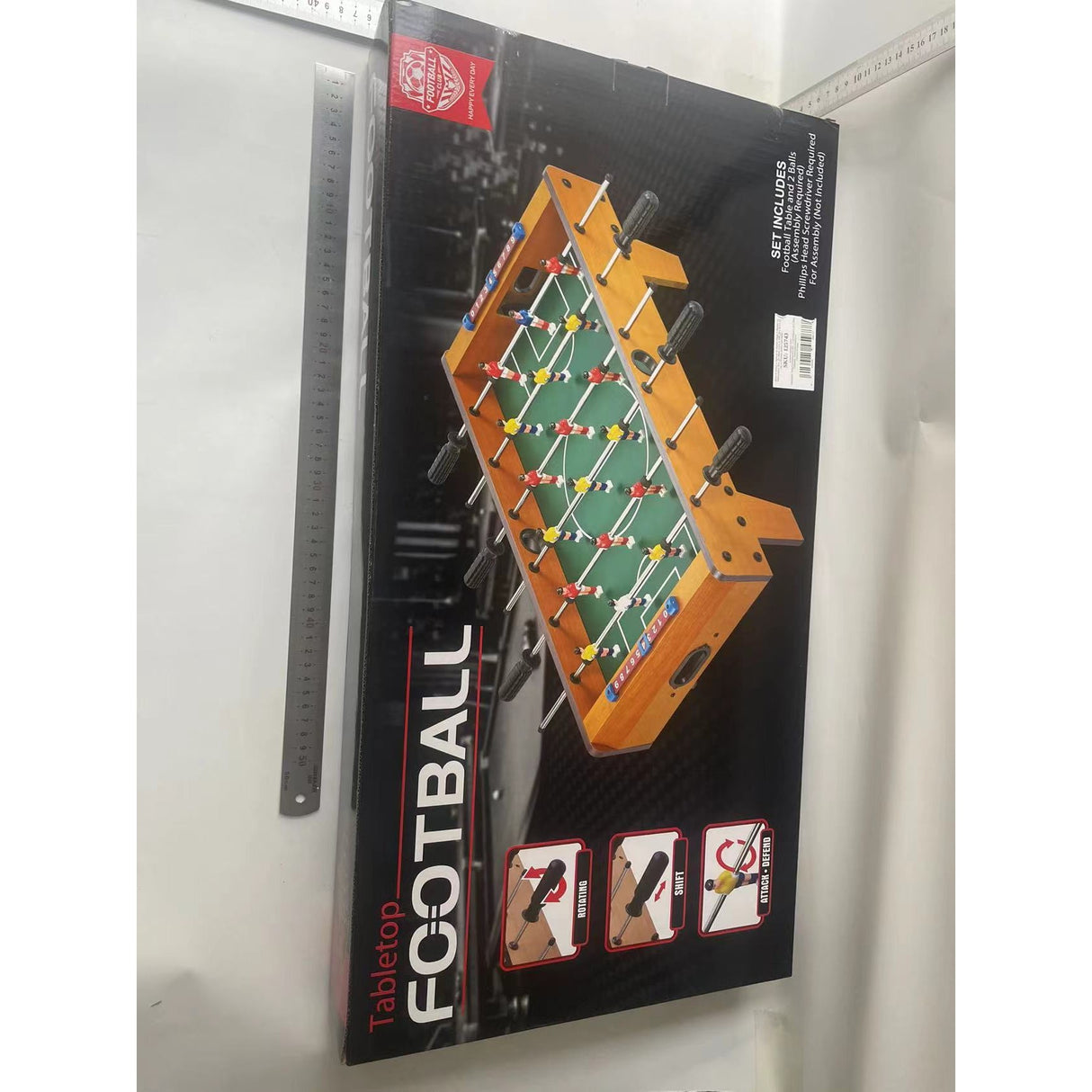 Masa de Fotbal cu Teren si 18 Jucatori Flippy, 6 Manere, cu Tablou pentru Scor, din Metal, Lemn si ABS, 69 x 36.5 x 23 cm, cu Picioare, pentru copii/adulti - vivimall.ro
