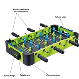 Masa de fotbal cu teren si 18 jucatori Vivimall, 6 manere, cu Tablou Scor, din Metal si ABS, 70 x 59 x 64 cm, Design Multicolor, pentru copii/adulti, verde - vivimall.ro