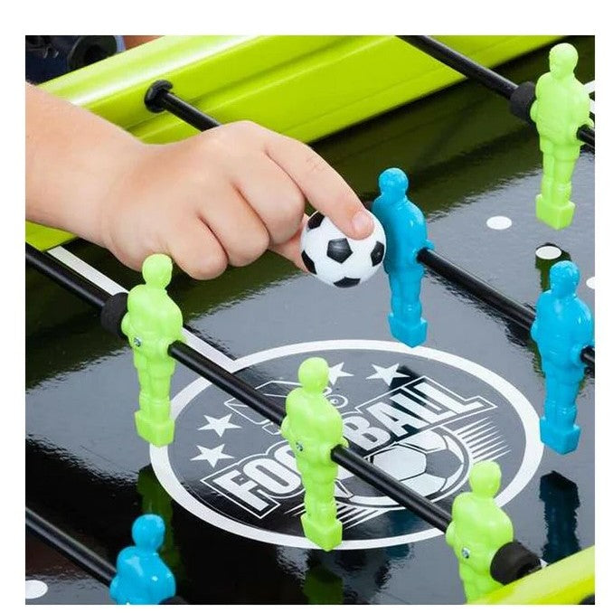 Masa de fotbal cu teren si 18 jucatori Vivimall, 6 manere, cu Tablou Scor, din Metal si ABS, 70 x 59 x 64 cm, Design Multicolor, pentru copii/adulti, verde - vivimall.ro
