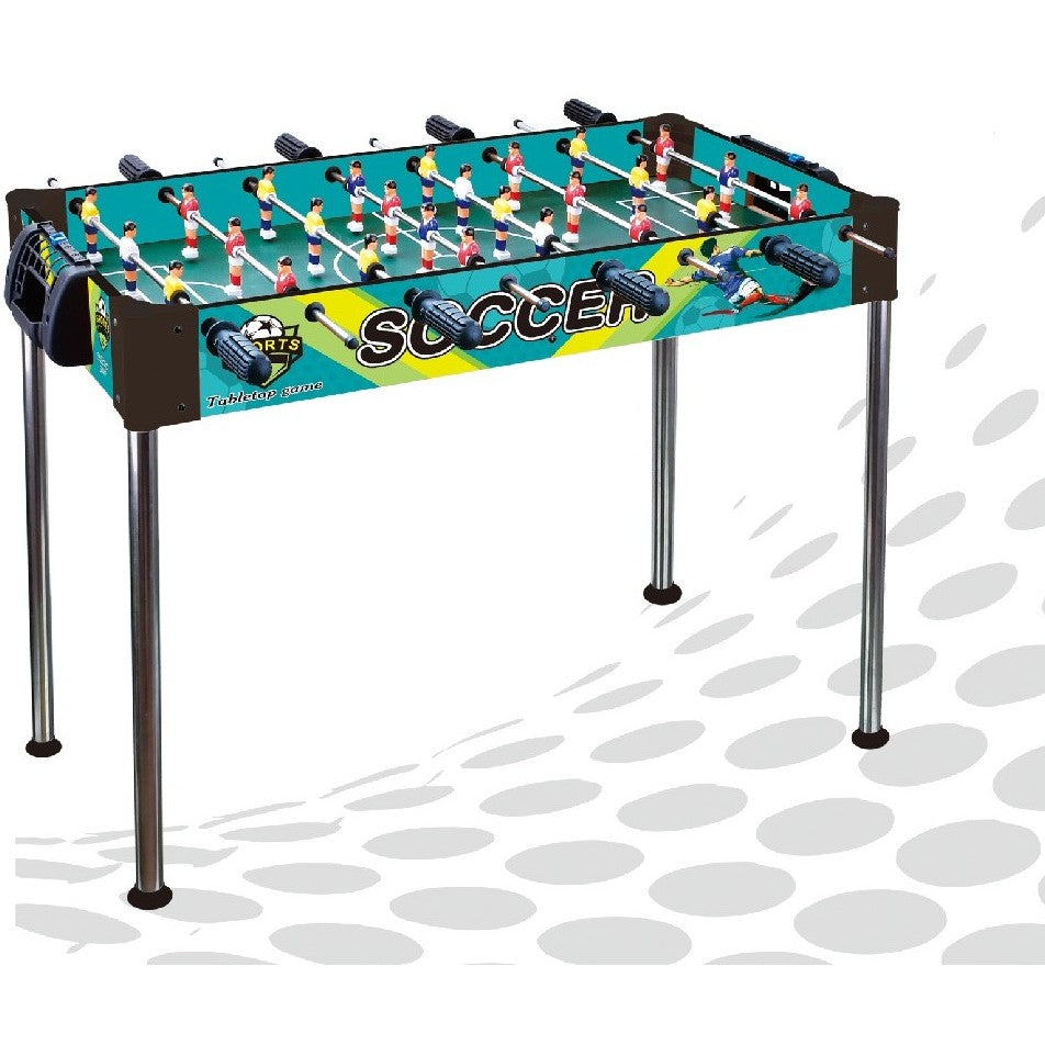 Masa de Fotbal, Vivimall, cu Picioare Inalte, 8 Manere, Tablou de Scor, 86 x 62 x 65 cm, din Lemn/Otel si ABS, Albastru - vivimall.ro