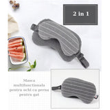 Masca de dormit, Vivimall, 2 in 1, cu Tetiera, din Particule de Spuma si Bumbac, Gri Inchis - vivimall.ro