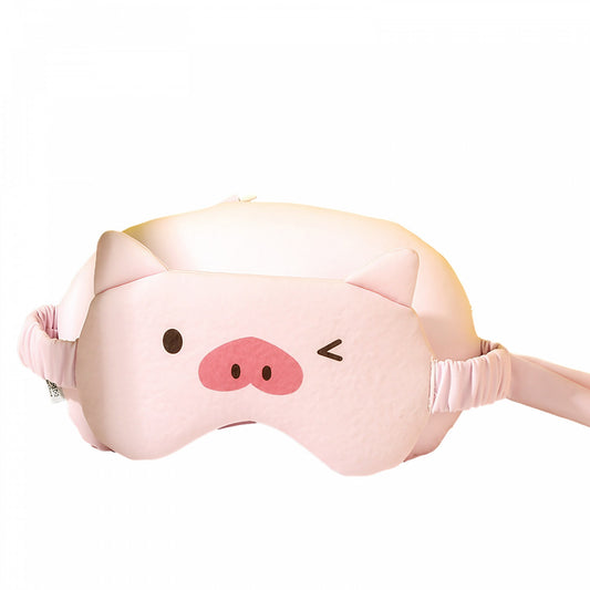 Masca de dormit, Vivimall, 2 in 1, cu Tetiera, din Particule de Spuma si Bumbac, Model Porc, Roz - vivimall.ro