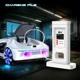 Masinuta Smart, Vivimall, cu Telecomanda si Controller prin Gesturi/Wireless, Lumini/Sunet/Abur, Reincarcabila, 24x12,4x7,1 cm, Statie de Incarcare EV, Albastru/Portocaliu - vivimall.ro