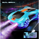 Masinuta Smart, Vivimall, cu Telecomanda si Controller prin Gesturi/Wireless, Lumini/Sunet/Abur, Reincarcabila, 24x12,4x7,1 cm, Statie de Incarcare EV, Albastru/Portocaliu - vivimall.ro