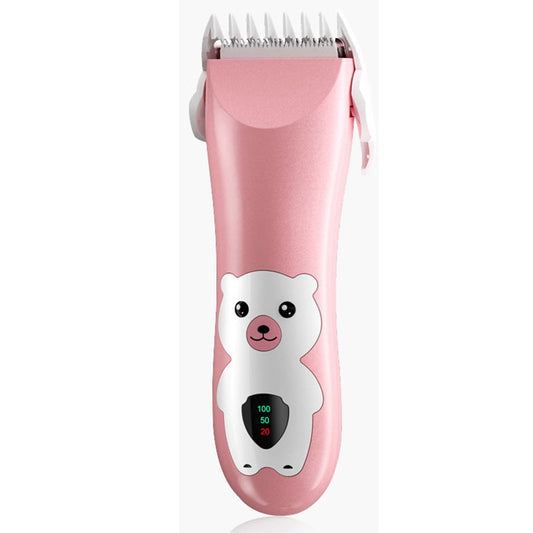 Masina De Tuns Bebelusi si Copii, Vivimall, Display Digital, Lame Cermice si Inox, Fara Fir, Functie Anti Taiere, Silentios, 50 W, Rezistent la Apa, 2 Accesorii, Incarcator USB, Model Ursulet, Roz - vivimall.ro