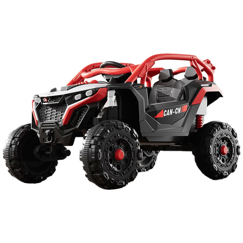 Elektromos Gyerekautó, Buggy/Utv Terepjáró Kettős Meghajtású, Bluetooth Kapcsolat, Távirányító, Villogó Fény és Zene, Akkumulátor 380*2, 6V 7Ah, Piros