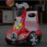 Masinuta electrica cu telecomanda pentru copii, Vivimall, roti spate rotire 360, 3- 6 ani, curea siguranta, baloane de sapun, lumini si sunete, self control si prin telecomanda, cu pedale de acceleratie si frana, rosie - vivimall.ro