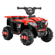 Mașinuță electrică ATV roșie pe 4 roți pentru copii 2-5 ani, vedere frontală, 70x43x48 cm