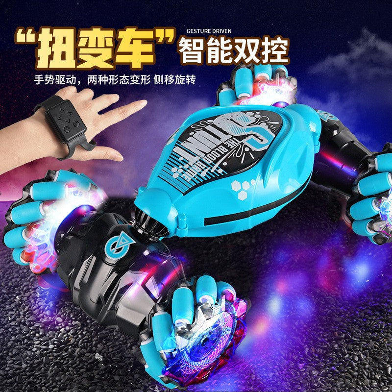 Masinuta pentru copii controlabila prin gesturi si telecomanda,  Vivimall, cu efecte de lumini si muzica, Albastru - vivimall.ro