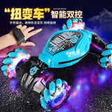 Masinuta pentru copii controlabila prin gesturi si telecomanda,  Vivimall, cu efecte de lumini si muzica, Albastru - vivimall.ro