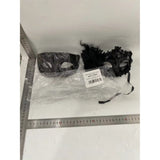 Set 2 Masti de Cuplu, Vivimall, pentru Carnaval, Bal Mascat, Marime Universala, Model Floare Laterala si Margele, Model Clasic, Negru Gri - vivimall.ro