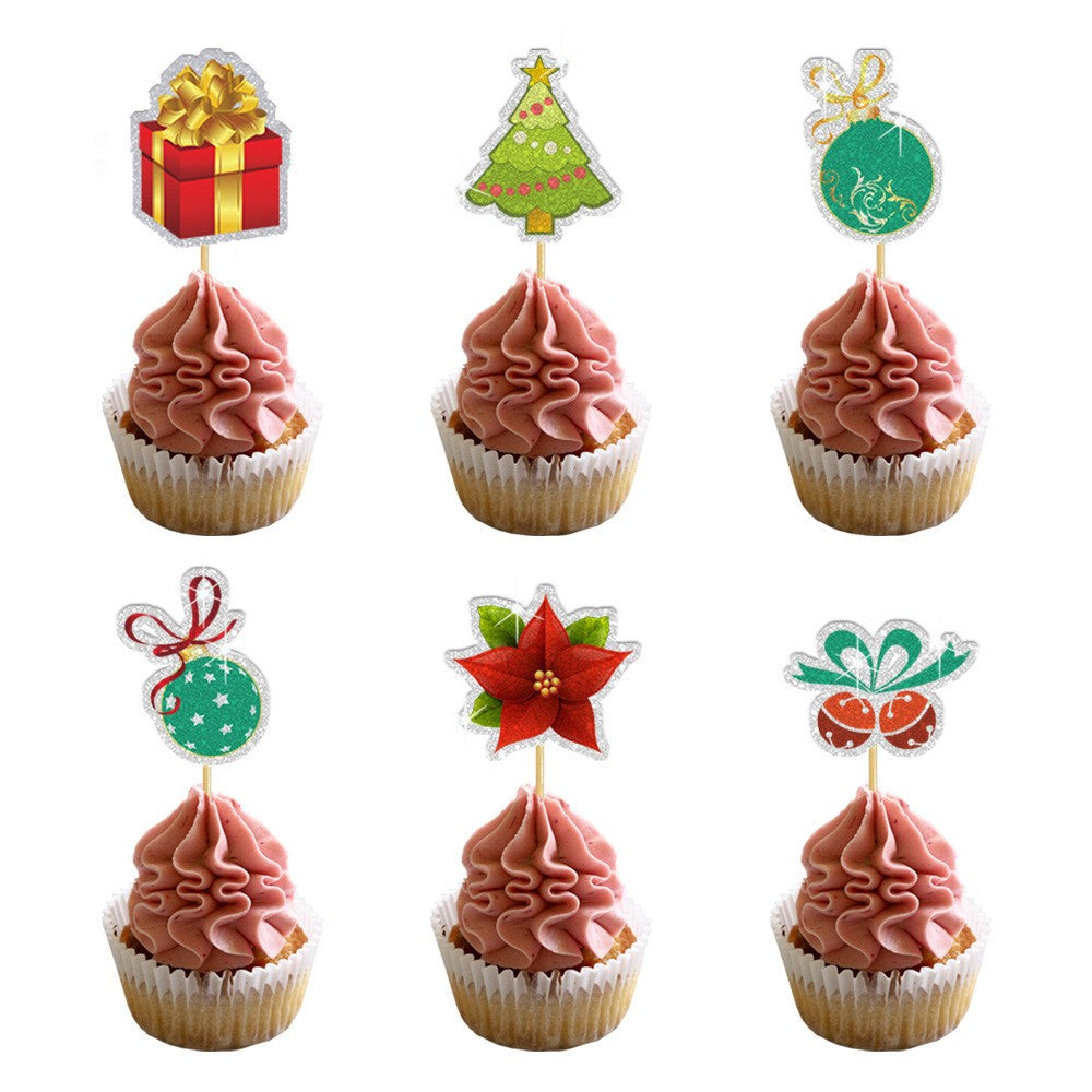 Set Toppere pentru Tort si Prajituri, Vivimall, Tematica Craciun, Model Mare Scris Merry Christmas 15.5x14.3 cm, 6 Toppere Mici Modele Variate 5x5 cm, Multicolor - vivimall.ro