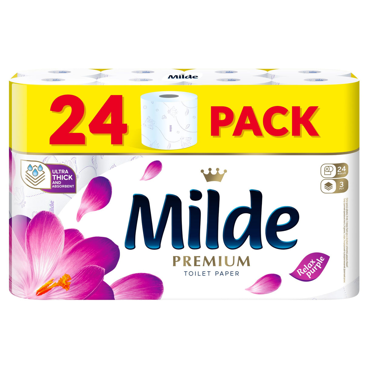 Milde WC-papír 24 tekercs, 3 rétegű, Relax Purple
