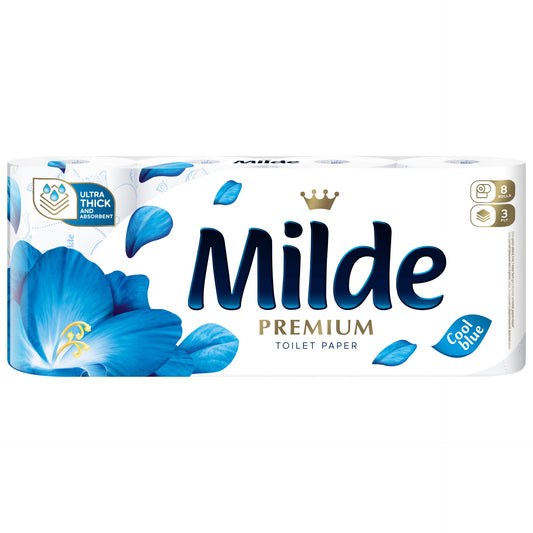 Milde Toalettpapír 8 TEKERCS 3 RÉTEG Cool Blue