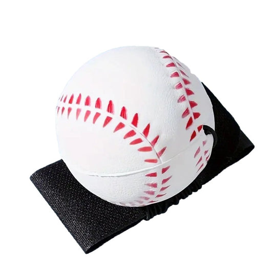 Minge Saltareata Hiperelastica, Vivimall, Model Minge de Baseball cu Fixare de Mana, Space Moon Ball foarte Elastica, Antistress pentru Copii, Diametru 66 mm, Alb - vivimall.ro