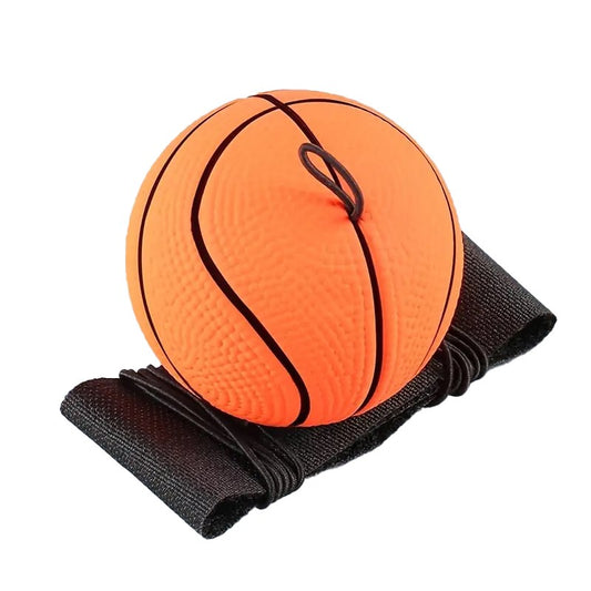 Minge Saltareata Hiperelastica, Vivimall, Model Minge de Basket cu Fixare de Mana, Space Moon Ball foarte Elastica, Antistress pentru Copii, Diametru 66 mm, Portocaliu - vivimall.ro