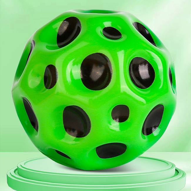 Minge Saltareata Hiperelastica, Vivimall, Space Moon Ball foarte Elastica, Antistress pentru Copii, Diametru 66 mm, Verde - vivimall.ro