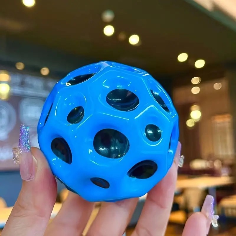 Minge Saltareata Hiperelastica, Vivimall, Space Moon Ball foarte Elastica, Antistress pentru Copii, Diametru 66 mm, Albastru - vivimall.ro