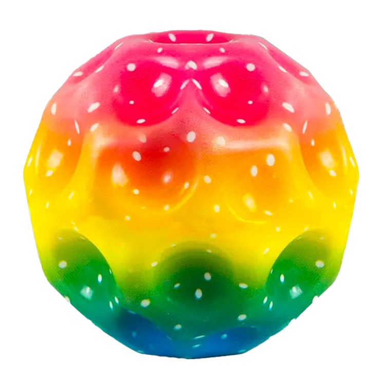 Minge saltăreață Space Moon Ball hiperelastică 66 mm, multicolor galben, vedere frontală