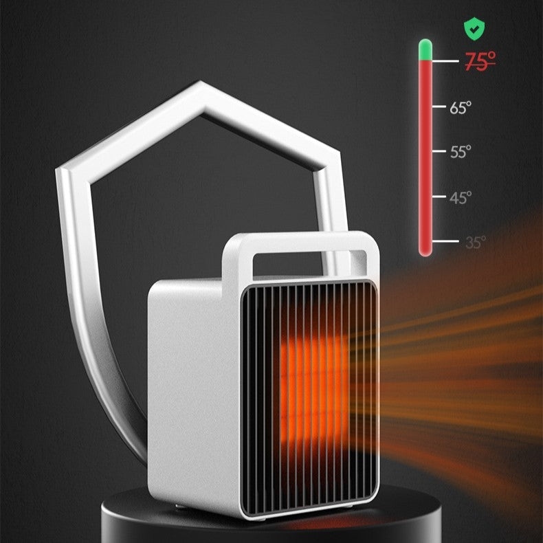 Mini Aeroterma, Vivimall, Mini Radiator Electric, Putere 900 W, Buton cu 2 Trepte de Temperatura, Inchidere Automata, cu Maner de Prindere, 15x10.3x21 cm, Alb/ Negru - vivimall.ro