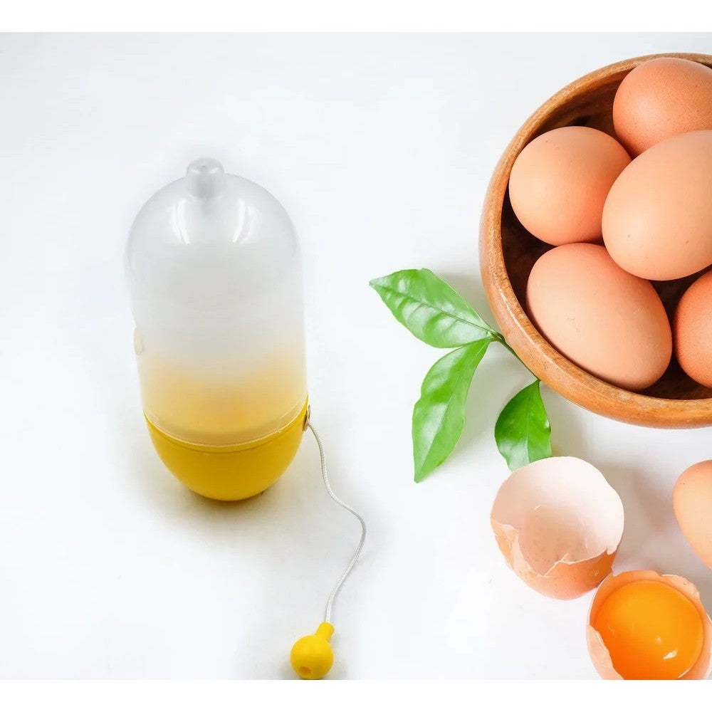 Mini Shaker Manual pentru Oua, Vivimall, pentru Galbenusuri si Albusuri, Mixer Amestecare, 15x6 cm, Galben - vivimall.ro