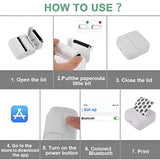 Mini Imprimanta Foto Portabila, Vivimall, 5 Role de Hartie Termica, 5 Role Autocolante, 3 Role Colorate, Pixuri, Incarcare USB, Model Pisica, Alb Verde - vivimall.ro