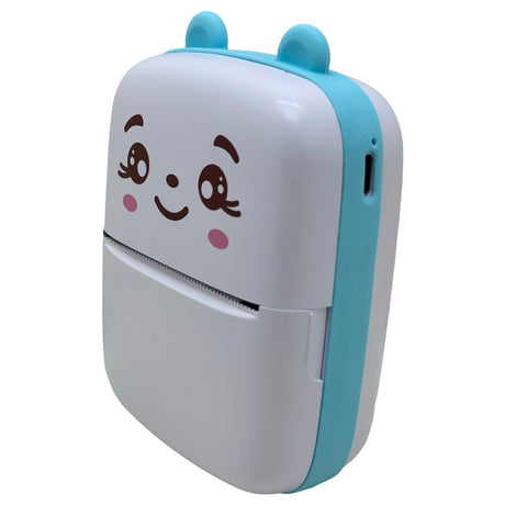Mini Imprimanta Foto Portabila, Vivimall, Incarcare USB, Bluetooth, Model Ursulet, 12 x 9 x 5 cm, Alb Albastru - vivimall.ro