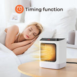 Mini incalzitor portabil Vivimall cu telecomanda, afisaj digital, sincronizare inteligenta, lumina de noapte colorata - vivimall.ro