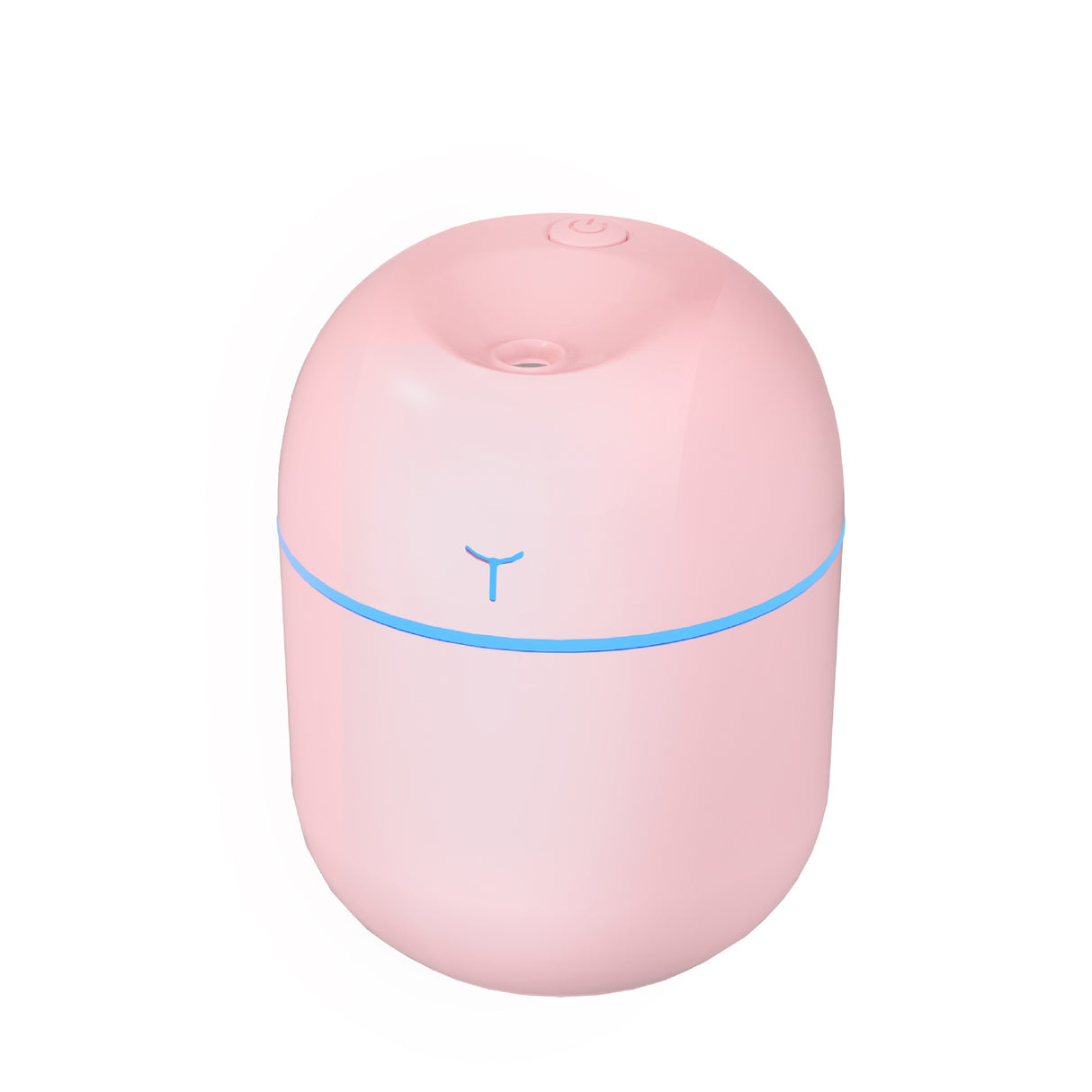 Umidificator portabil roz pe birou, zonă acoperire 10 mp, funcție aromaterapie