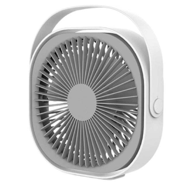 Mini ventilator pentru birou cu usb, Vivimall, rotire 360 grade, 3 viteze, 4000 mA, 13.5 x 12,8, Gri - vivimall.ro