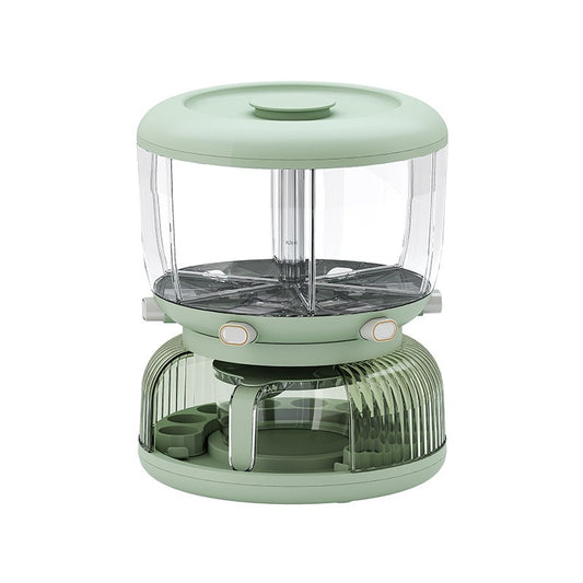 Dozator Etajat de Cereale Vivimall, Rotativ 360, 6 Compartimente, Capacitate 10L, Cofraj Special pentru Oua, Vas pentru Scurgerea Cerealelor, 35x27.5 cm, Verde - vivimall.ro
