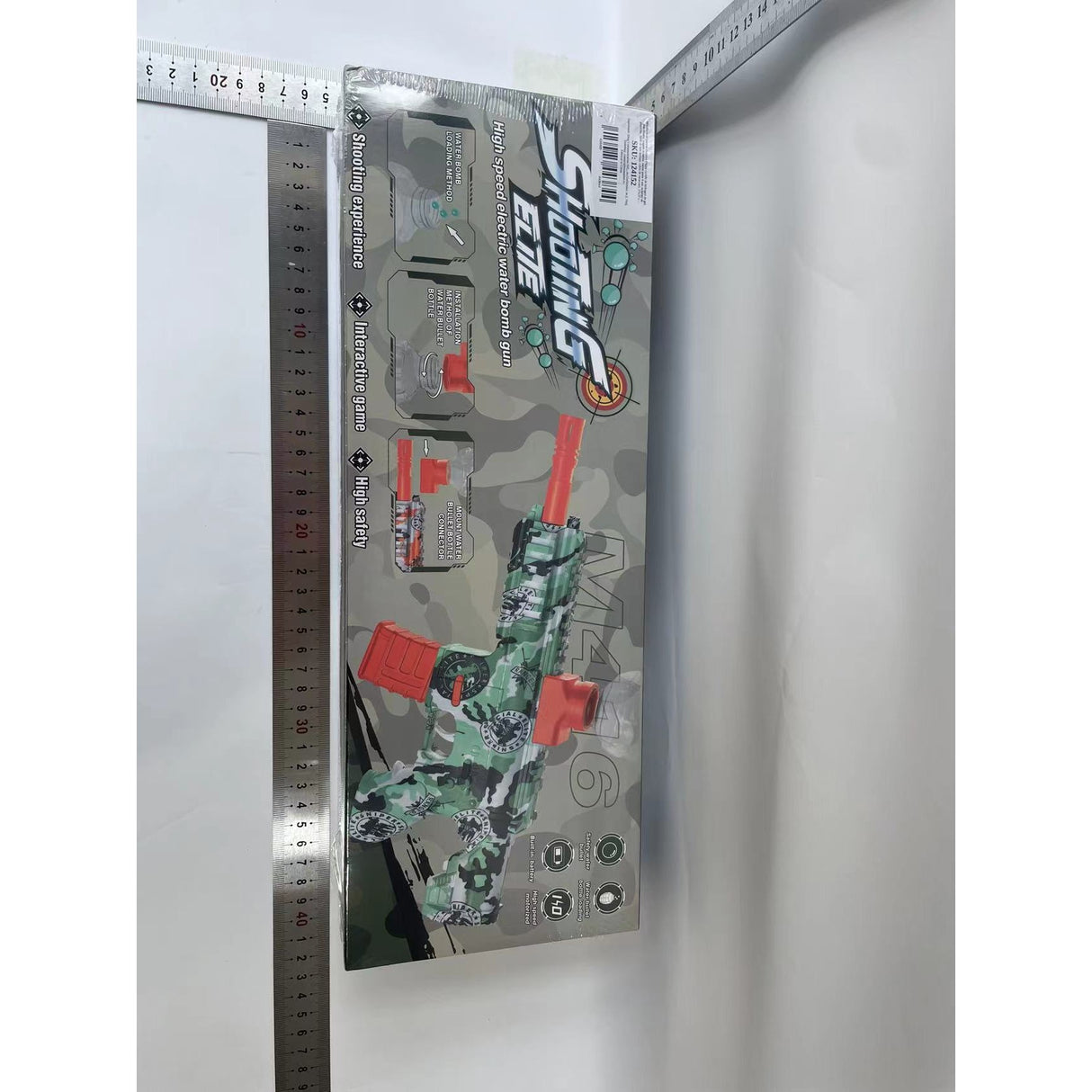 Mitraliera de jucarie electrica Vivimall cu bile de hidrogen de gel, gun bluster, tragere in rafala, varsta peste 6 ani, ochelari de protectie, 5000 de bile incluse, cablu de incarcare, 27x37 cm, M416, verde - vivimall.ro