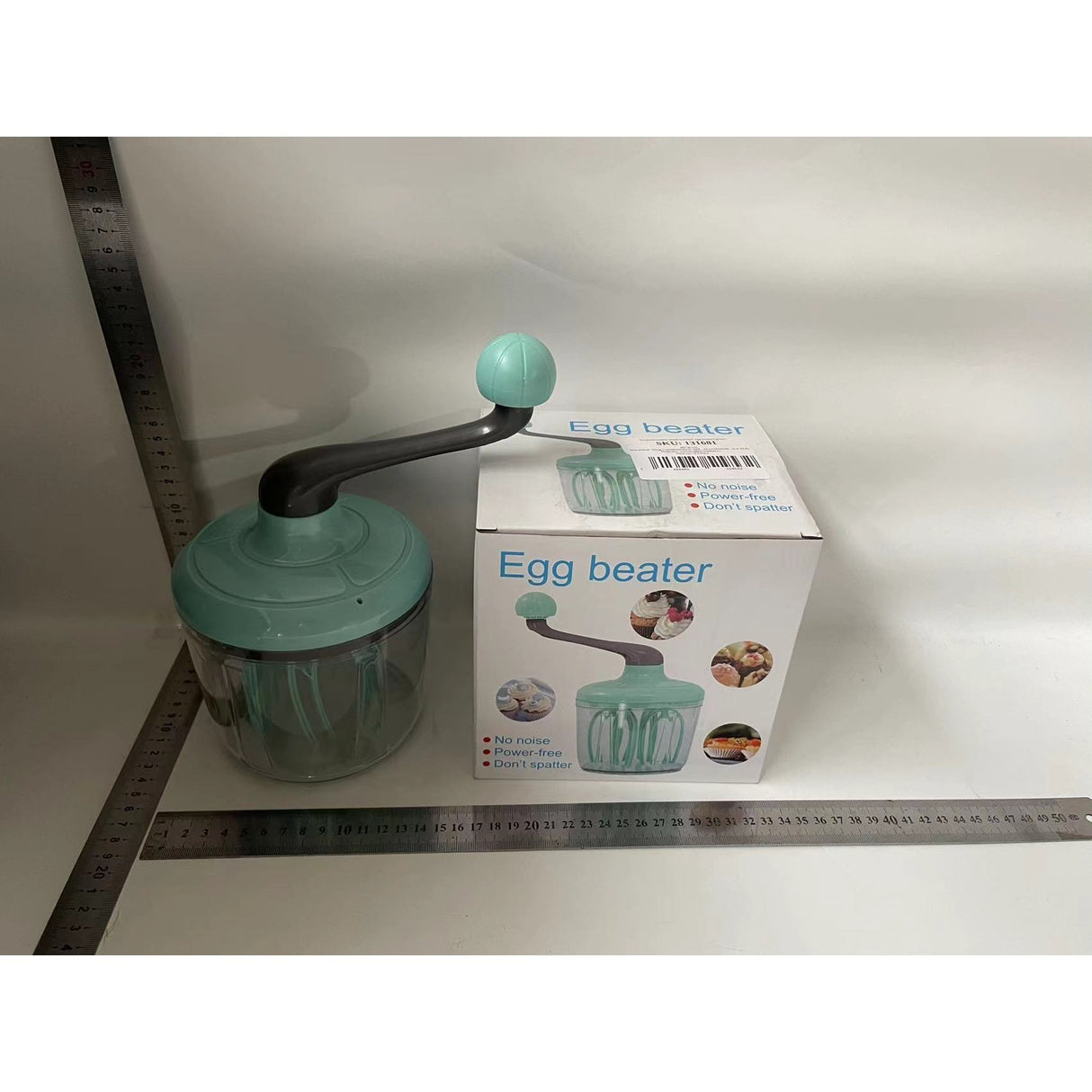 Mixer Manual, Vivimall, pentru Oua Smantana Frisca Aluat, Maner Plastic, Usor de Utilizat si Depozitat, Bol Transparent, 24.5 x 11.5 cm Verde - vivimall.ro