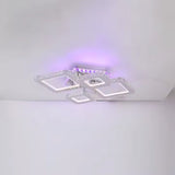 Lustra Led Cu Telecomanda Si Cristal Nova Rhomba Rgb, 4 Patrate, Lumina Rece/Calda/Neutra, Dimabila - vivimall.ro