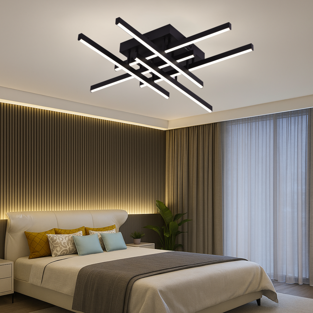 Lustra Led Cu Telecomanda Aroldo, 6 Elemente, Liniara, Lumina Rece/Calda/Neutra, Dimabila - vivimall.ro