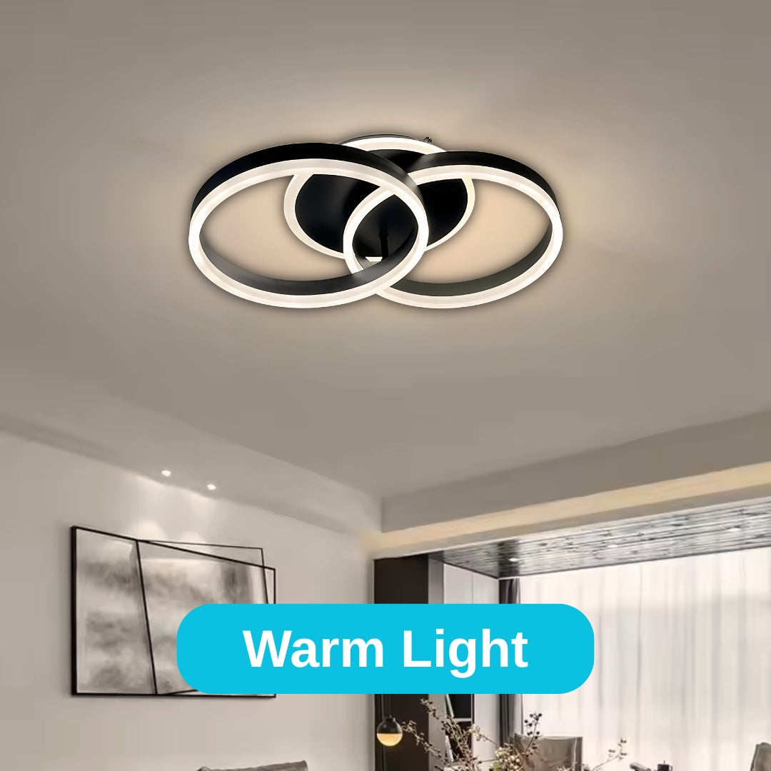 Lustra Led Cu Telecomanda Riga Lilith, 2 Cercuri, Lumina Rece/Calda/Neutra, Dimabila - vivimall.ro