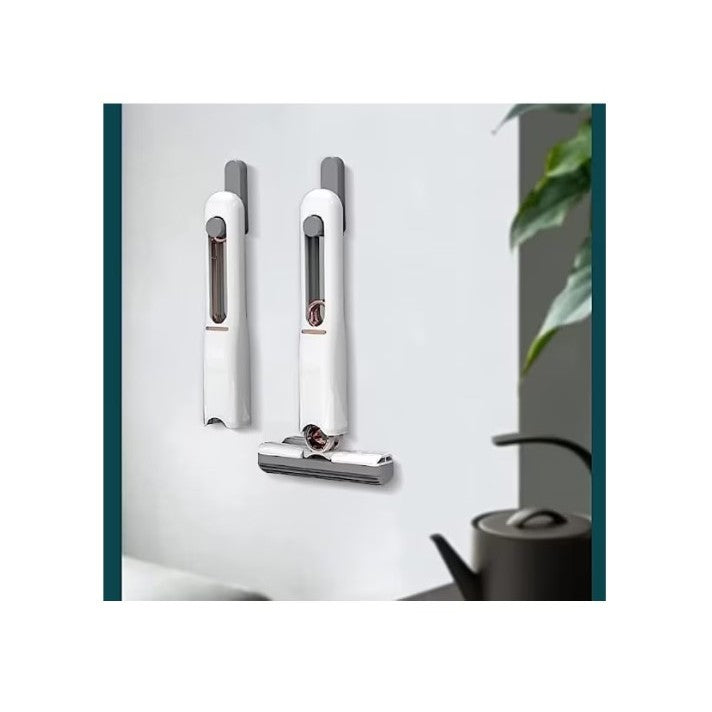 Mop de mana Vivimall, mini-portabil, cu sistem de stoarcere, dispozitiv de curatat manual, cu burete absorbant, material PVA, multisuprafete si geamuri, 29.5 x 15.5 cm, alb - vivimall.ro