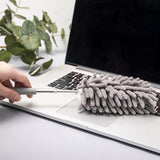 Mop din Microfibra pentru Curatenie, Vivimall, Set 2 Capete Detasabil, Mop din Microfibra, Pamatuf pentru Praf, Maner Extensibil, EVA, Impachetate in Sac cu Fermoar, Gri - vivimall.ro