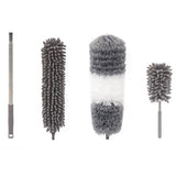 Mop din Microfibra pentru Curatenie, Vivimall, Set 3 Capete Detasabil, Mop din Microfibra, Pamatuf pentru Praf, Mini Perie, Maner Extensibil, EVA, Impachetate in Sac cu Fermoar, Gri - vivimall.ro