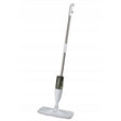 Mop plat cu pulverizator Vivimall, vedere frontală completă, coadă aluminiu 125 cm, alb/negru