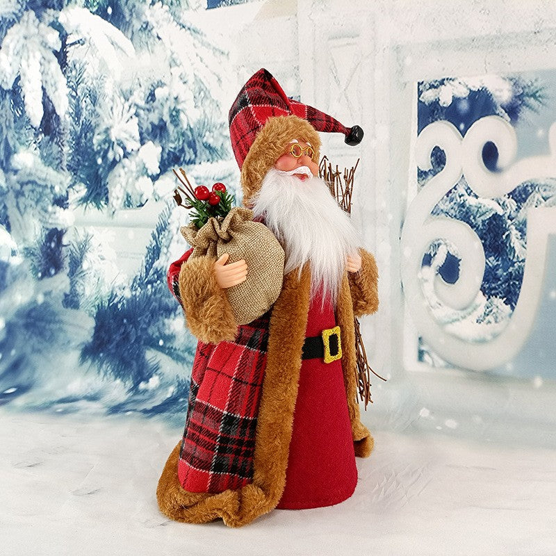 Decoratiune de Craciun, Flippy, Mos Craciun Rotativ, din Plastic/Poliester, 31 x 14 x 12 cm, cu Lumini si Sunete, Rosu - vivimall.ro