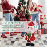 Decoratiune Mos Craciun, Vivimall, Animat, care Canta si Danseaza, cu Saxofon, Imbracat Festiv, 25 cm Inaltime, Rosu - vivimall.ro