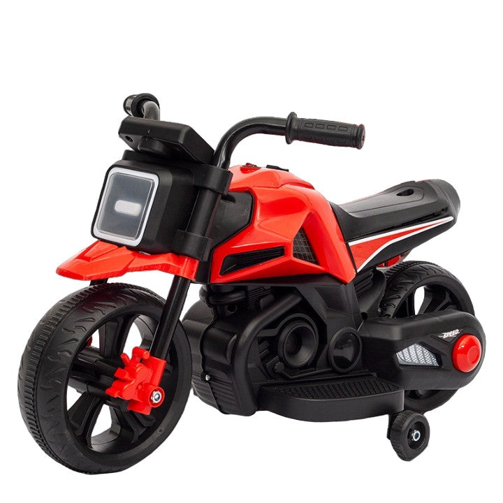 Motocicleta Electrica Cu 2 Roti Mari Si 2 Roti Ajutatoare, Acumulator Incarcare, Anti-Rasturnare, Lumini, Muzica, Motor:380, Baterie 6V4.5, 4.5 Kg, 3 Ani+, Rosu