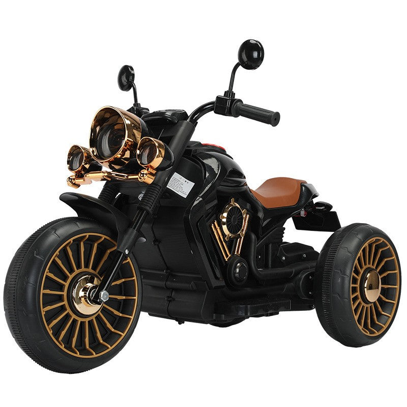 Tricicleta Electrica pentru Copii, Vivimall, cu 2 Acumulatoare 380*2, 6V 4.5, Sistem Anti-Rasturnare, Sistem de Lumini si Sunet, 6-8 Ani, 93 x 48 x 63 cm, Negru - vivimall.ro