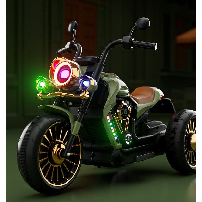 Motocicleta Electrica Vivimall, cu Acumulator, Telecomanda, Bluetooth, Sistem Anti-Rasturnare, Sistem de Lumini si Sunet, 1-8 Ani, 93 x 48 x 63 cm, Verde - vivimall.ro