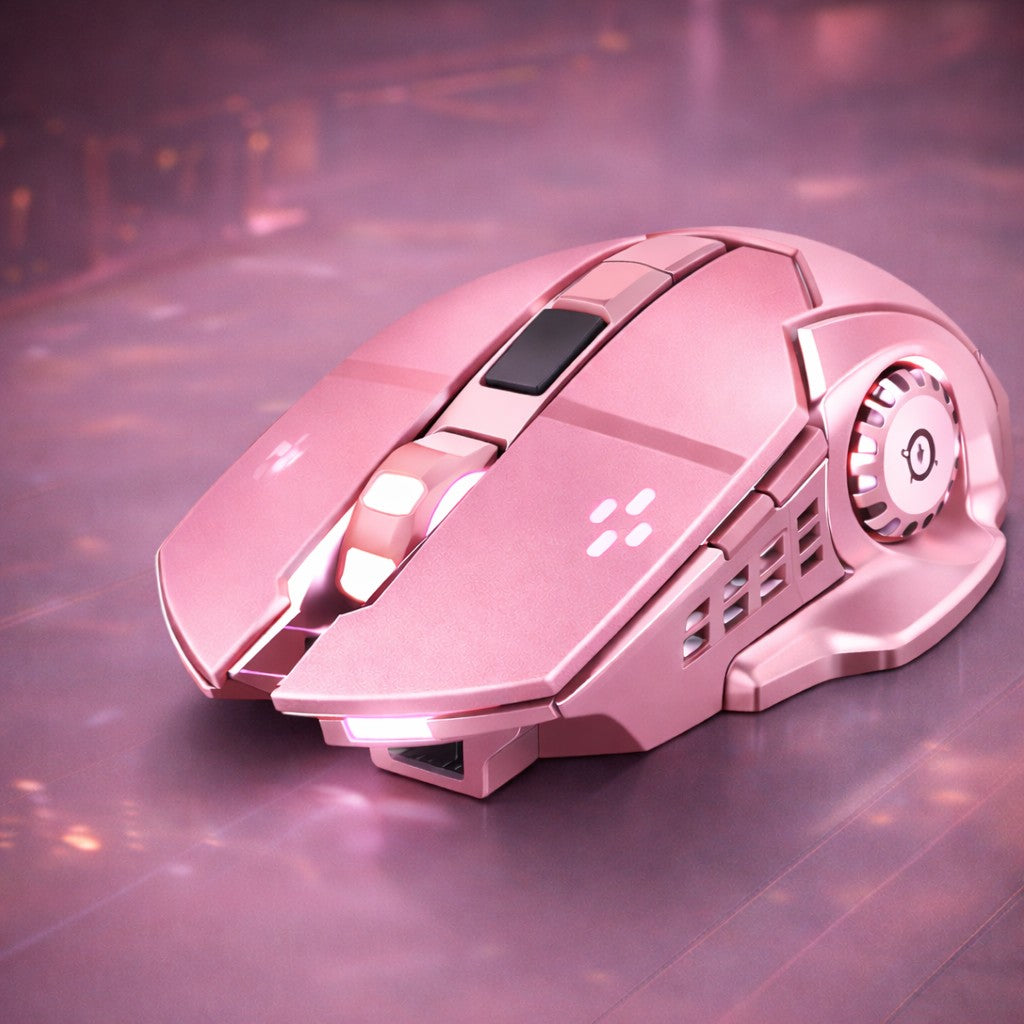 Mouse Gaming Wireless, Flippy, Bluetooth, 2.4GHz, 3600dpi, Reincarcabil, 3,4 x 7,7 cm, Roz - vivimall.ro