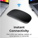 Mouse FLIPPY M103 negru conectat prin Bluetooth la laptop, vedere lifestyle