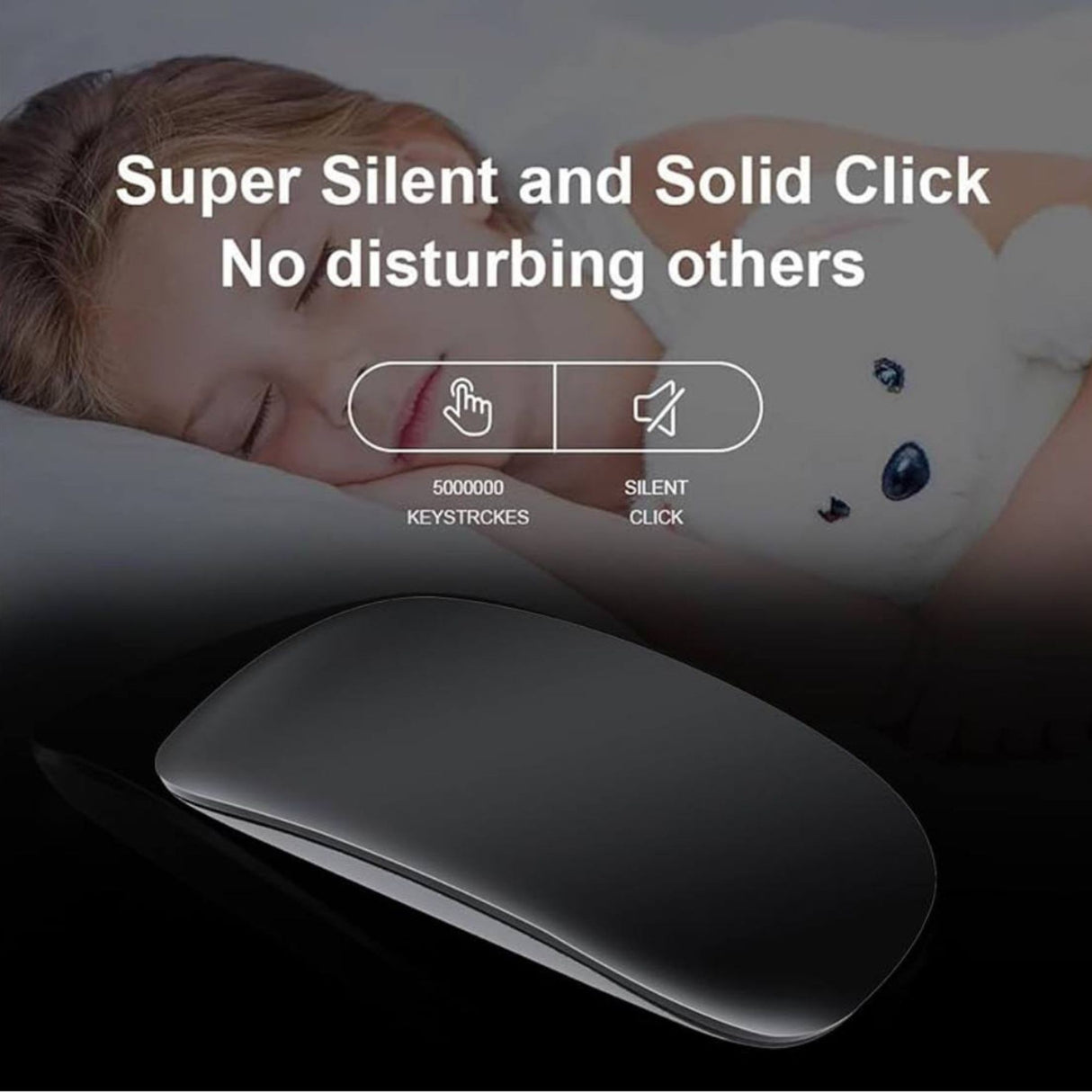 Mouse wireless FLIPPY M103 negru compact în palmă, perspectivă ergonomică