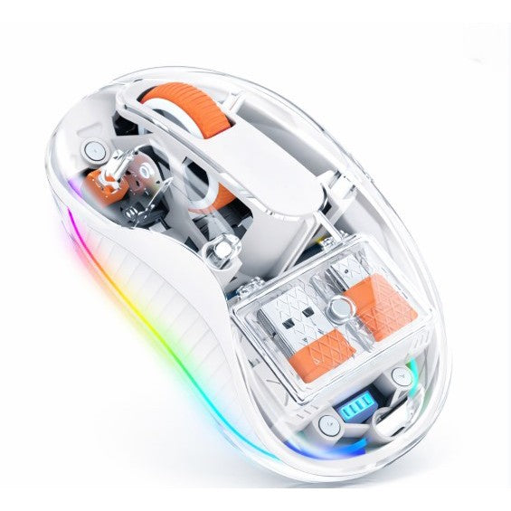 Mouse wireless Flippy alb, vedere frontală, Dual Bluetooth 2.4 GHz, dimensiuni 10x6 cm